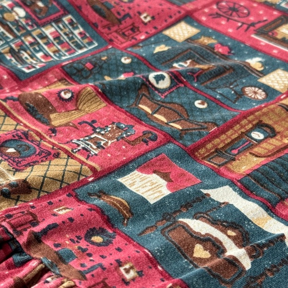 April Cornell Burgundy Patchwork Print Long Sleeve Maxi Dress - Picture 17 of 17